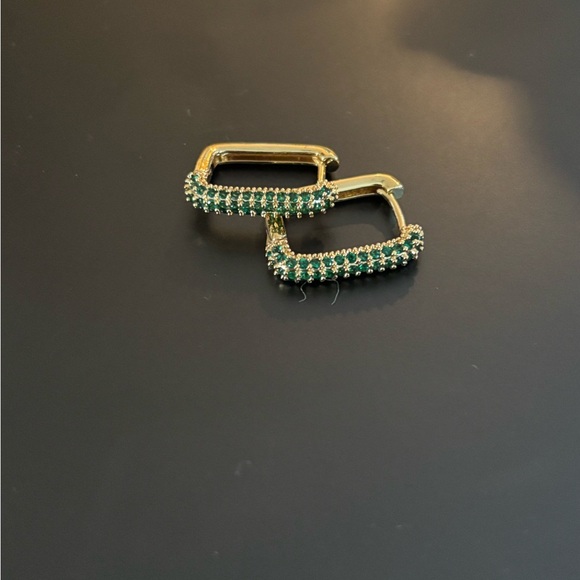 MIGNONNE GAVIGAN Gold and Green Hoop Earrings - Picture 1 of 3